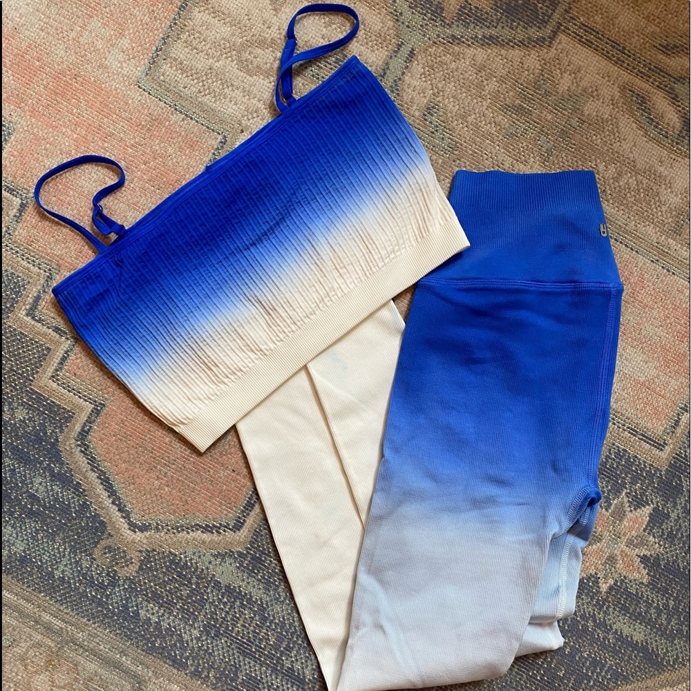 Spiritual Gangster Med/Large Yoga Set Ombre Leggings Sports Bra Comfy Matching